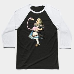 Vintage Alice In Wonderland Flamingo Croquet Game Baseball T-Shirt